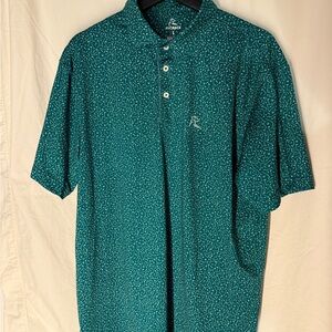 Green with White Tee & Flag Geometric Pattern Polo Shirt